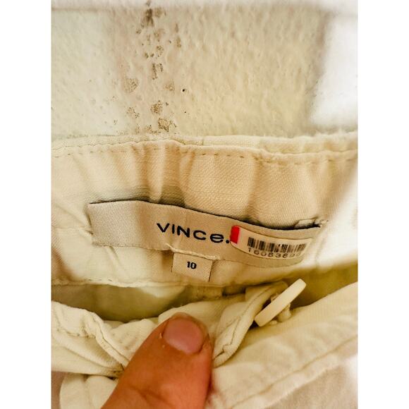 VINCE Women's White Linen Blend Wide Leg Loose Fit Cargo Pants Size 10 - Picture 11 of 16